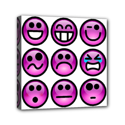 Chronic Pain Emoticons Mini Canvas 6  x 6  (Framed) from ArtsNow.com