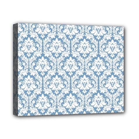 White On Light Blue Damask Canvas 10  x 8  (Framed) from ArtsNow.com