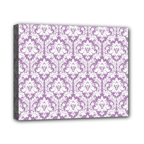 White On Lilac Damask Canvas 10  x 8  (Framed) from ArtsNow.com