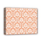 White On Orange Damask Deluxe Canvas 14  x 11  (Framed)