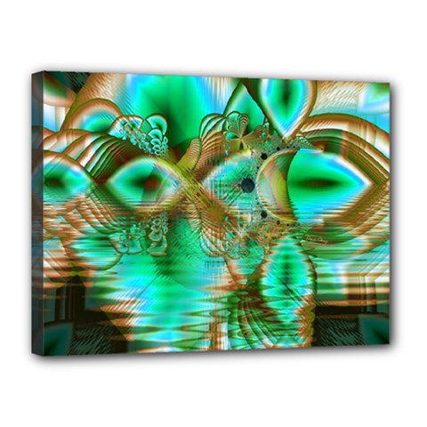 Spring Leaves, Abstract Crystal Flower Garden Canvas 16  x 12  (Framed) from ArtsNow.com