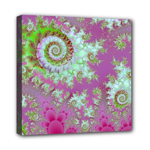 Raspberry Lime Surprise, Abstract Sea Garden  Mini Canvas 8  x 8  (Framed) from ArtsNow.com