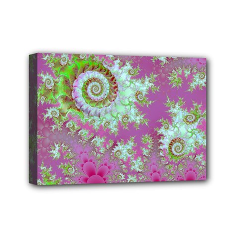 Raspberry Lime Surprise, Abstract Sea Garden  Mini Canvas 7  x 5  (Framed) from ArtsNow.com