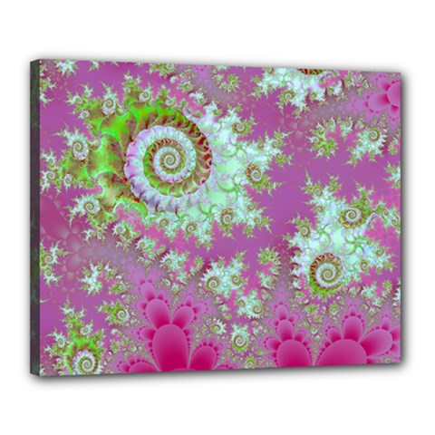 Raspberry Lime Surprise, Abstract Sea Garden  Canvas 20  x 16  (Framed) from ArtsNow.com