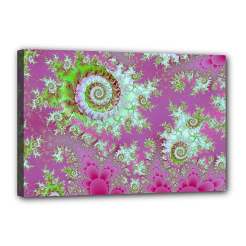 Raspberry Lime Surprise, Abstract Sea Garden  Canvas 18  x 12  (Framed) from ArtsNow.com