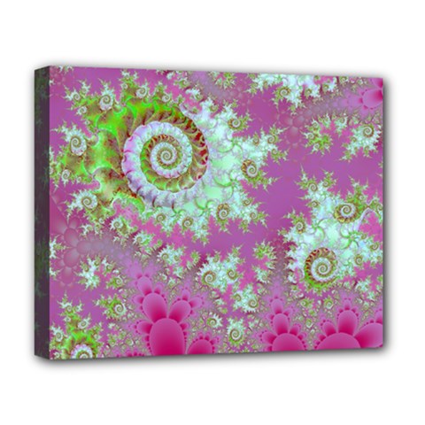 Raspberry Lime Surprise, Abstract Sea Garden  Deluxe Canvas 20  x 16  (Framed) from ArtsNow.com