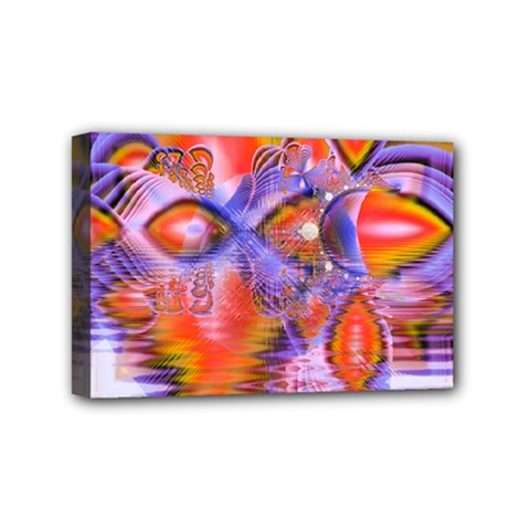 Crystal Star Dance, Abstract Purple Orange Mini Canvas 6  x 4  (Framed) from ArtsNow.com