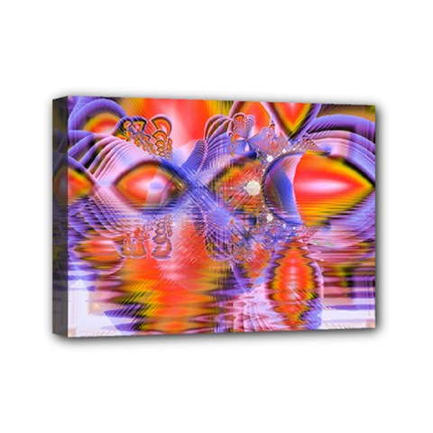 Crystal Star Dance, Abstract Purple Orange Mini Canvas 7  x 5  (Framed) from ArtsNow.com