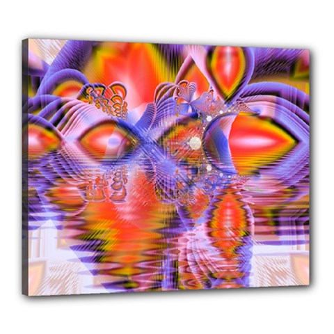 Crystal Star Dance, Abstract Purple Orange Canvas 24  x 20  (Framed) from ArtsNow.com