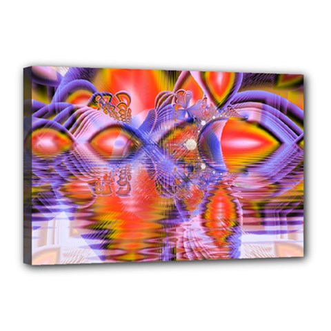 Crystal Star Dance, Abstract Purple Orange Canvas 18  x 12  (Framed) from ArtsNow.com