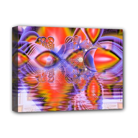 Crystal Star Dance, Abstract Purple Orange Deluxe Canvas 16  x 12  (Framed)  from ArtsNow.com