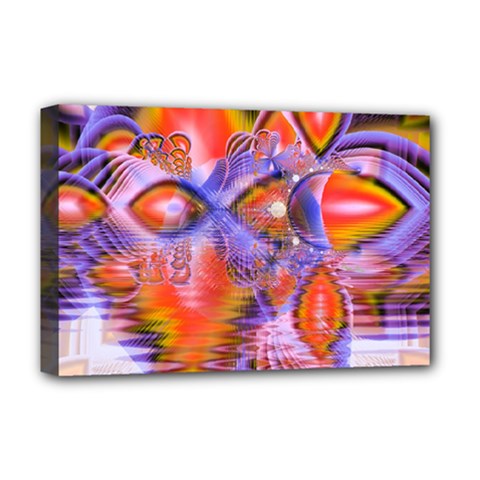 Crystal Star Dance, Abstract Purple Orange Deluxe Canvas 18  x 12  (Framed) from ArtsNow.com