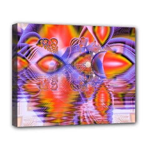 Crystal Star Dance, Abstract Purple Orange Deluxe Canvas 20  x 16  (Framed) from ArtsNow.com