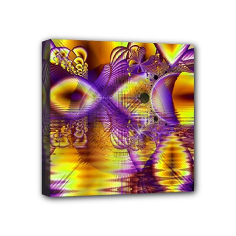 Golden Violet Crystal Palace, Abstract Cosmic Explosion Mini Canvas 4  x 4  (Framed) from ArtsNow.com