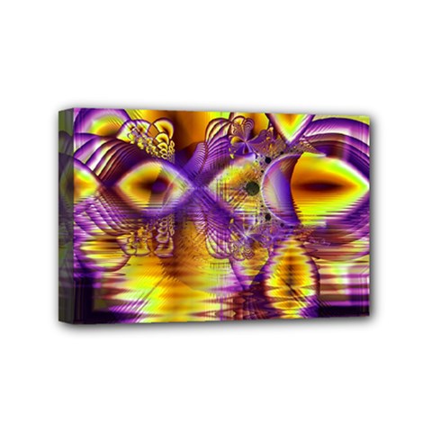 Golden Violet Crystal Palace, Abstract Cosmic Explosion Mini Canvas 6  x 4  (Framed) from ArtsNow.com