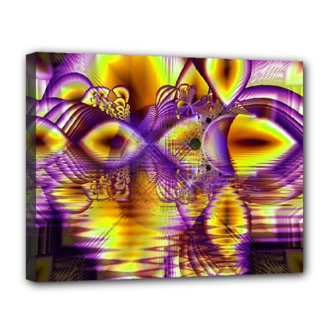 Golden Violet Crystal Palace, Abstract Cosmic Explosion Canvas 14  x 11  (Framed) from ArtsNow.com