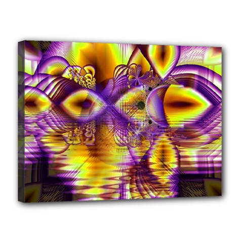 Golden Violet Crystal Palace, Abstract Cosmic Explosion Canvas 16  x 12  (Framed) from ArtsNow.com