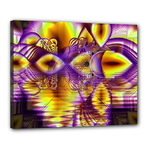 Golden Violet Crystal Palace, Abstract Cosmic Explosion Canvas 20  x 16  (Framed) from ArtsNow.com