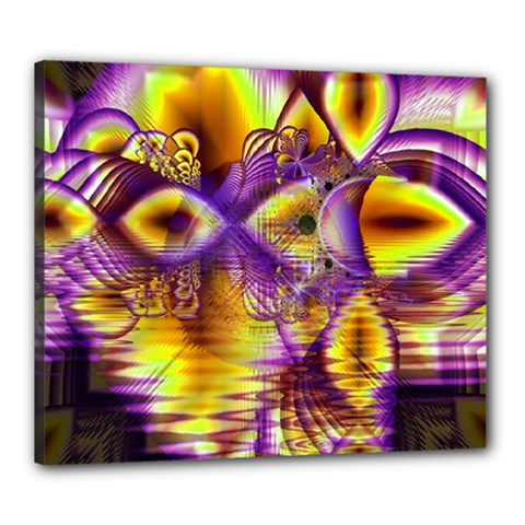 Golden Violet Crystal Palace, Abstract Cosmic Explosion Canvas 24  x 20  (Framed) from ArtsNow.com