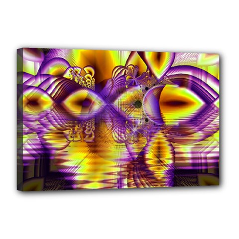 Golden Violet Crystal Palace, Abstract Cosmic Explosion Canvas 18  x 12  (Framed) from ArtsNow.com