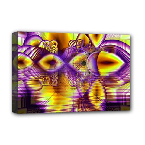 Golden Violet Crystal Palace, Abstract Cosmic Explosion Deluxe Canvas 18  x 12  (Framed) from ArtsNow.com