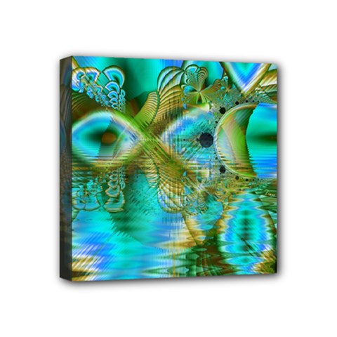 Crystal Gold Peacock, Abstract Mystical Lake Mini Canvas 4  x 4  (Framed) from ArtsNow.com