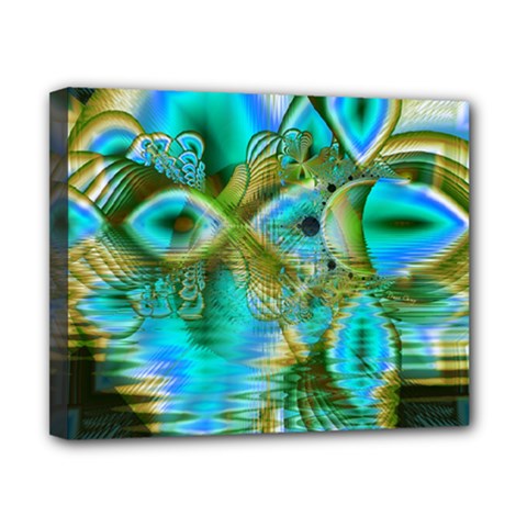 Crystal Gold Peacock, Abstract Mystical Lake Canvas 10  x 8  (Framed) from ArtsNow.com