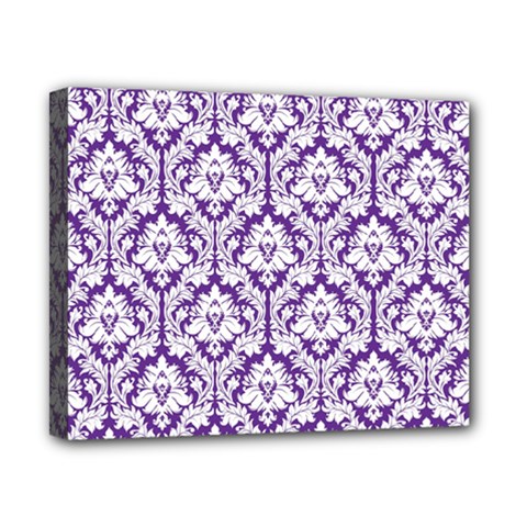 White on Purple Damask Canvas 10  x 8  (Framed) from ArtsNow.com