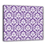 White on Purple Damask Canvas 24  x 20  (Framed)