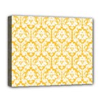 White On Sunny Yellow Damask Deluxe Canvas 20  x 16  (Framed)