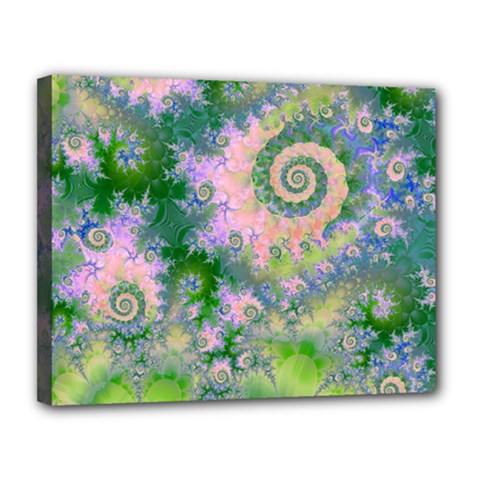 Rose Apple Green Dreams, Abstract Water Garden Canvas 14  x 11  (Framed) from ArtsNow.com