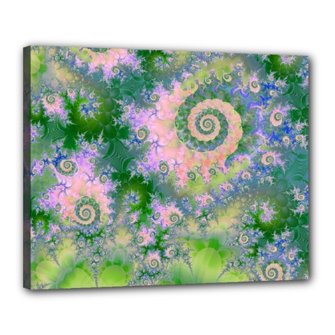 Rose Apple Green Dreams, Abstract Water Garden Canvas 20  x 16  (Framed) from ArtsNow.com