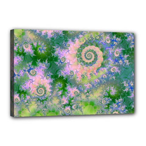 Rose Apple Green Dreams, Abstract Water Garden Canvas 18  x 12  (Framed) from ArtsNow.com