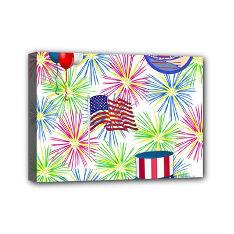 Patriot Fireworks Mini Canvas 7  x 5  (Framed) from ArtsNow.com