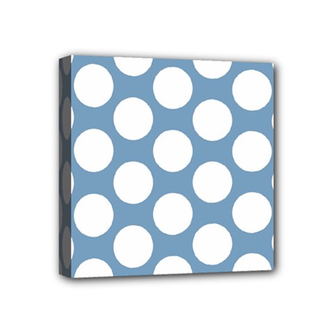 Blue Polkadot Mini Canvas 4  x 4  (Framed) from ArtsNow.com