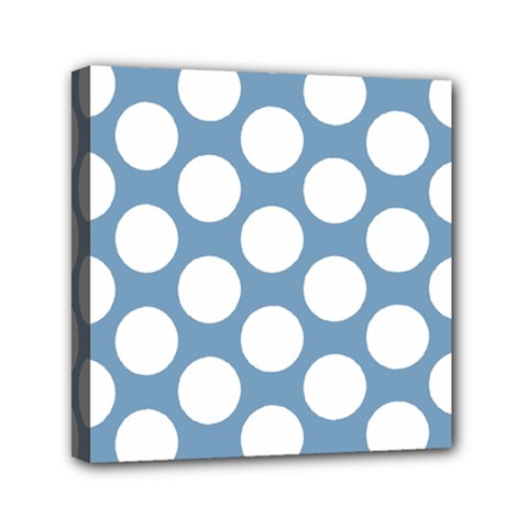 Blue Polkadot Mini Canvas 6  x 6  (Framed) from ArtsNow.com