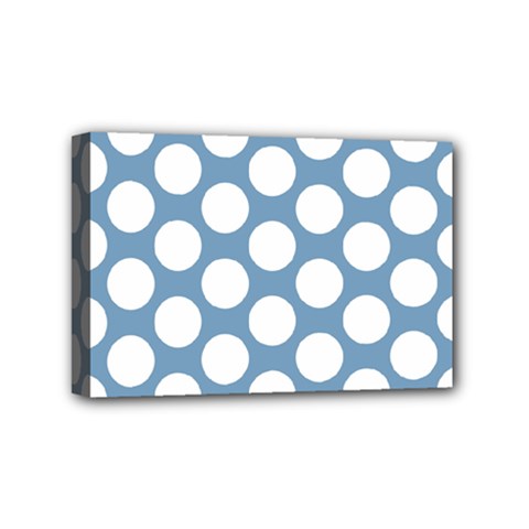 Blue Polkadot Mini Canvas 6  x 4  (Framed) from ArtsNow.com