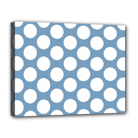 Blue Polkadot Canvas 14  x 11  (Framed) from ArtsNow.com