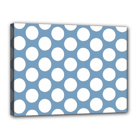 Blue Polkadot Canvas 16  x 12  (Framed) from ArtsNow.com