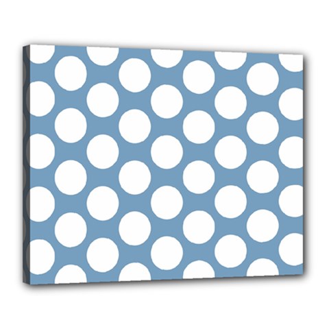 Blue Polkadot Canvas 20  x 16  (Framed) from ArtsNow.com