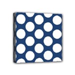 Dark Blue Polkadot Mini Canvas 4  x 4  (Framed)