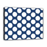 Dark Blue Polkadot Canvas 14  x 11  (Framed)