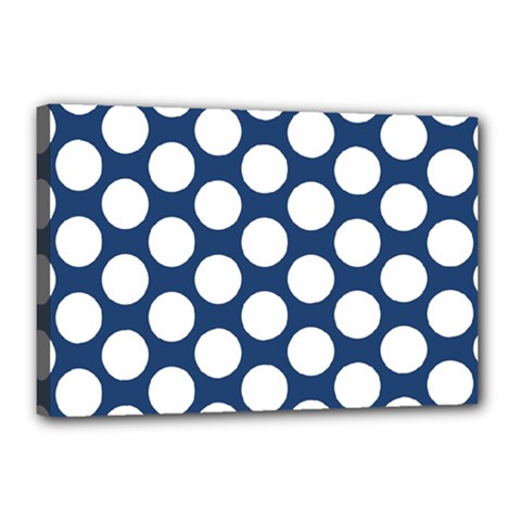 Dark Blue Polkadot Canvas 18  x 12  (Framed) from ArtsNow.com