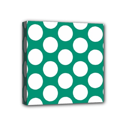 Emerald Green Polkadot Mini Canvas 4  x 4  (Framed) from ArtsNow.com