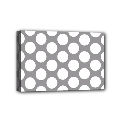 Grey Polkadot Mini Canvas 6  x 4  (Framed) from ArtsNow.com