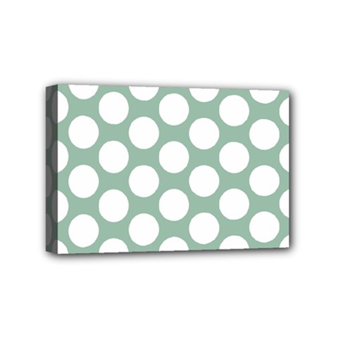 Jade Green Polkadot Mini Canvas 6  x 4  (Framed) from ArtsNow.com