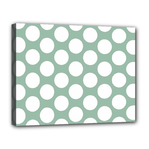 Jade Green Polkadot Canvas 14  x 11  (Framed) from ArtsNow.com