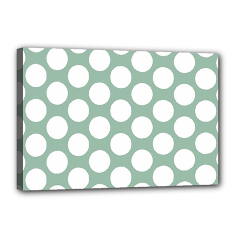 Jade Green Polkadot Canvas 18  x 12  (Framed) from ArtsNow.com