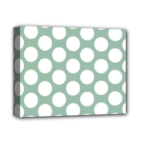 Jade Green Polkadot Deluxe Canvas 14  x 11  (Framed) from ArtsNow.com