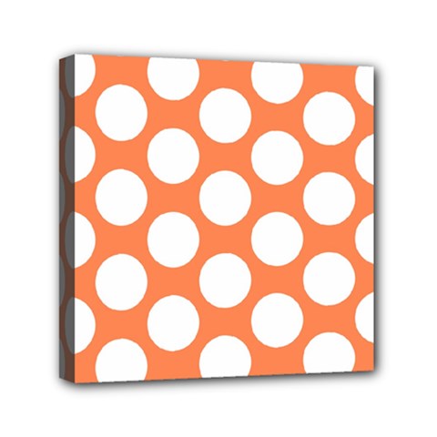 Orange Polkadot Mini Canvas 6  x 6  (Framed) from ArtsNow.com